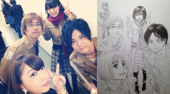 Hajime Isayama drew the Attack on Titan voice cast as their characters